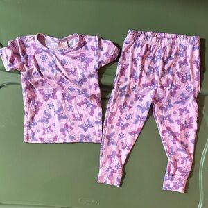 Adorable Butterfly Print Kids Pajama Set